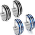 316L Surgical Steel Striped Blue/Black Men Women Hypoallergenic Hoop Earrings